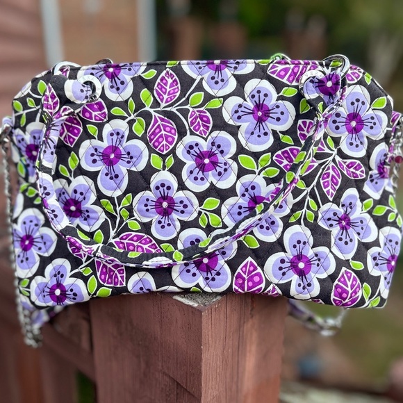 Vera Bradley Handbags - Vera Bradley Plum Petals Handbag Purse with Chain Strap